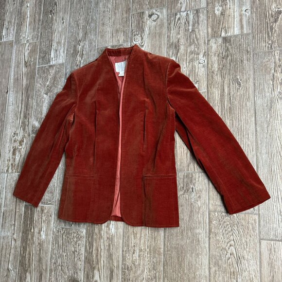 Vtg‎ Orange Velveteen Blazer By Pykettes 16 Preppy Academia Classic Jacket - Picture 2 of 8